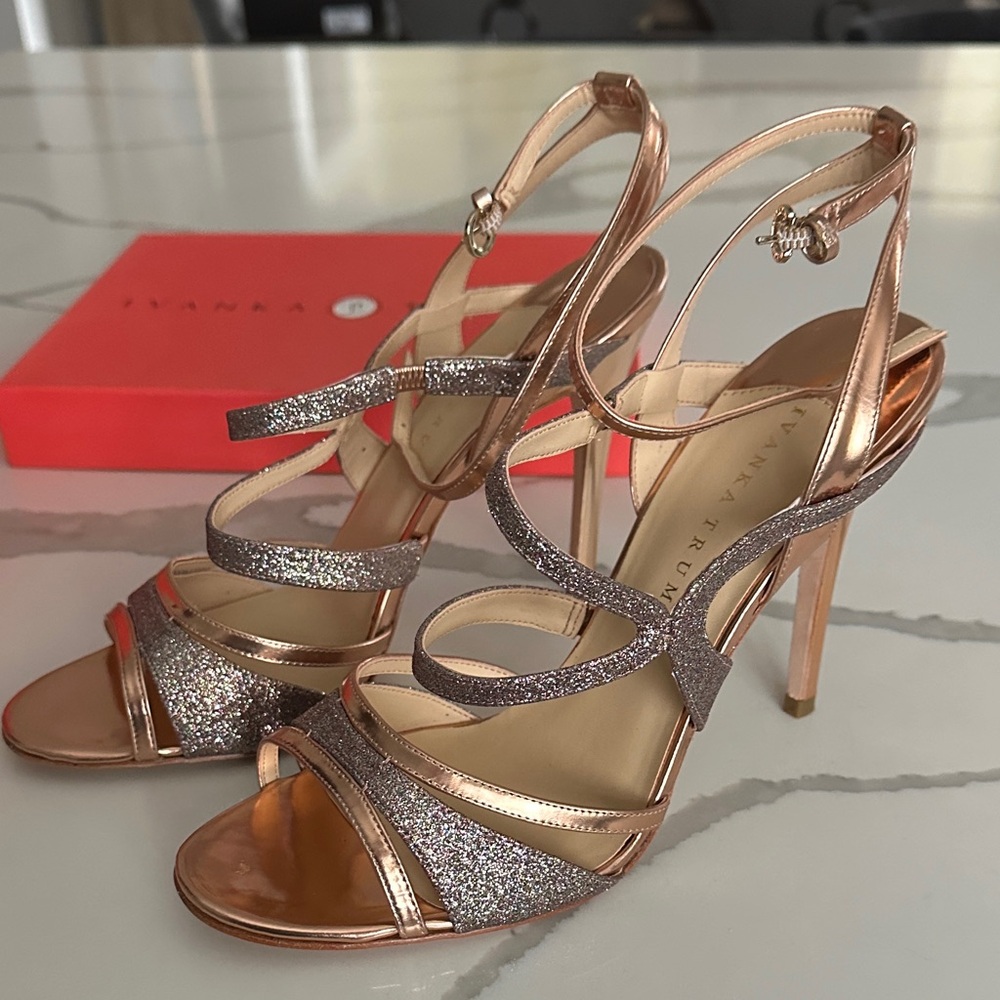 Ivanka Trump Rose Gold and Silver Glitter Heels